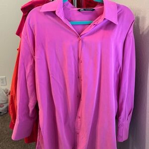 Zara Vibrant Pink Collared Shirt